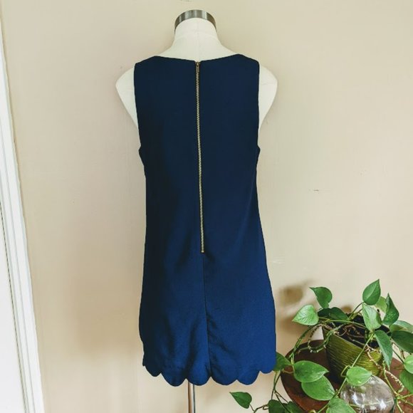 Monteau Navy Sleeveless Dress with Scalloped Hem - Size Medium - Picture 3 of 9